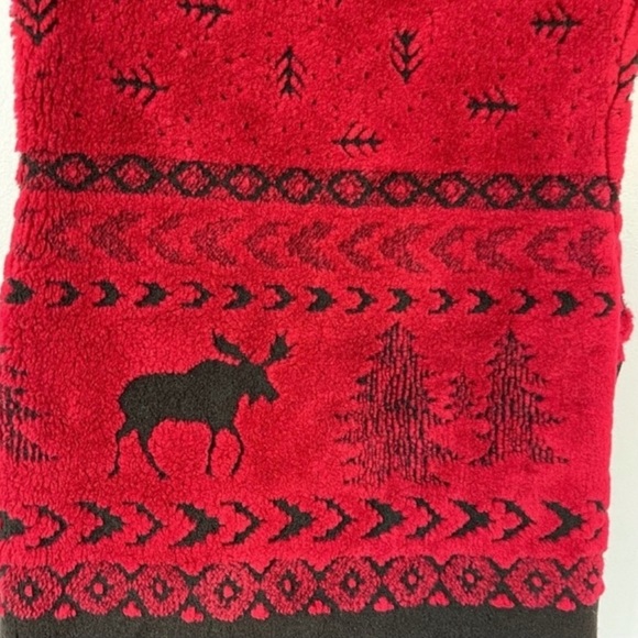 Vintage Black Mountain Outdoor Lodge Style Fleece Zip Vest S Red Black - Picture 2 of 6